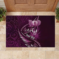 Personalised All Pink New Zealand Darts Rubber Doormat Aoteroa Fern Maori Galaxy Style