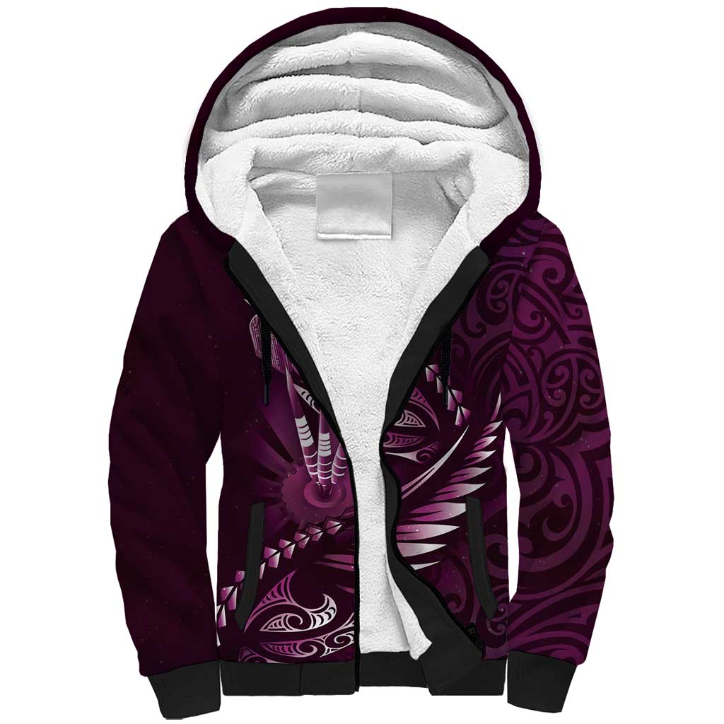 Personalised All Pink New Zealand Darts Sherpa Hoodie Aoteroa Fern Maori Galaxy Style