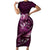 Personalised All Pink New Zealand Darts Short Sleeve Bodycon Dress Aoteroa Fern Maori Galaxy Style