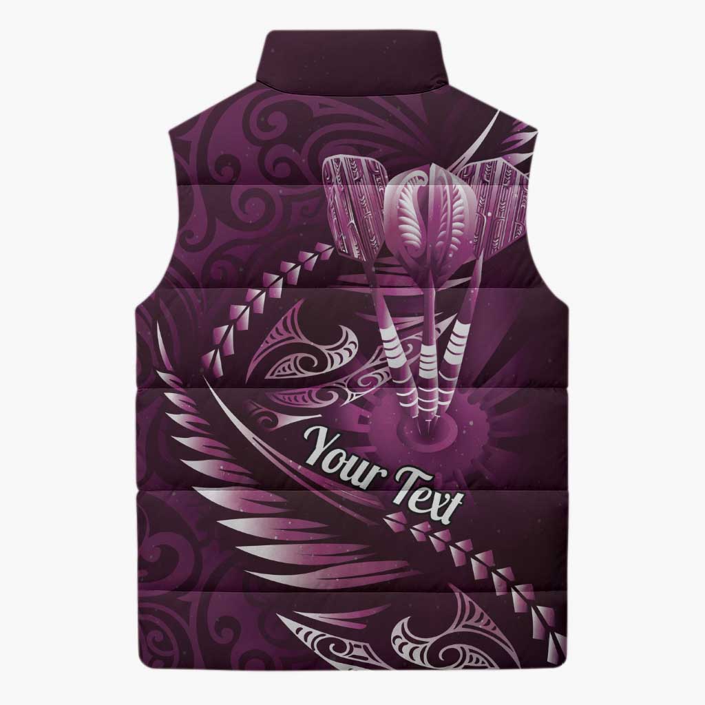 Personalised All Pink New Zealand Darts Sleeveless Puffer Jacket Aoteroa Fern Maori Galaxy Style - Polynesian Pride