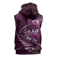 Personalised All Pink New Zealand Darts Sleeveless Zip Hoodie Aoteroa Fern Maori Galaxy Style - Polynesian Pride