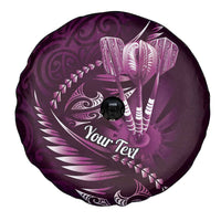 Personalised All Pink New Zealand Darts Spare Tire Cover Aoteroa Fern Maori Galaxy Style