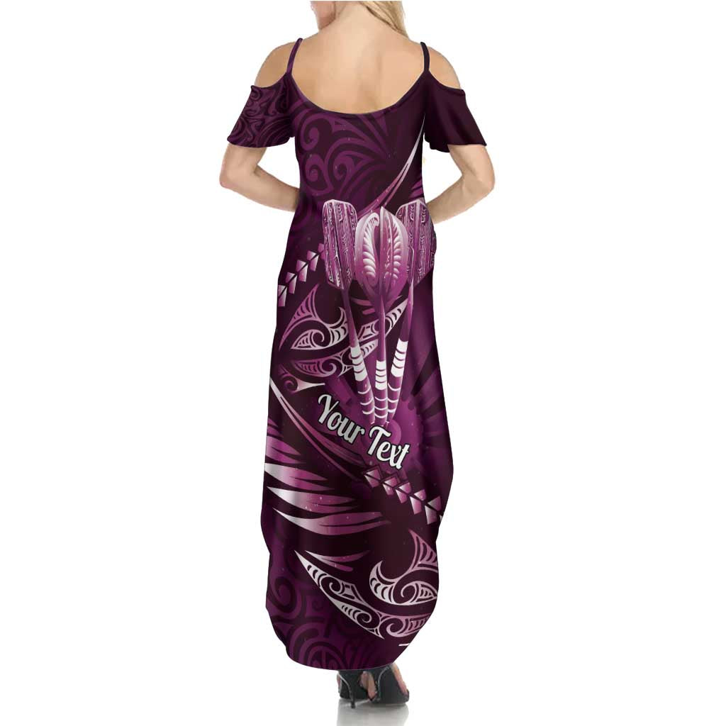 Personalised All Pink New Zealand Darts Summer Maxi Dress Aoteroa Fern Maori Galaxy Style