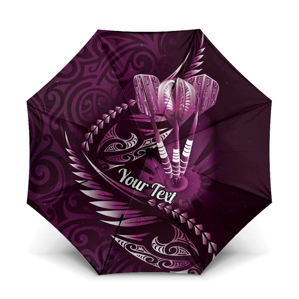 Personalised All Pink New Zealand Darts Umbrella Aoteroa Fern Maori Galaxy Style - Polynesian Pride