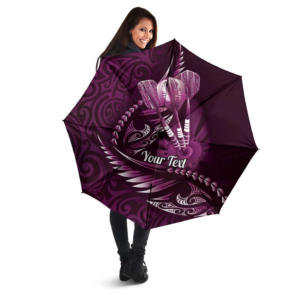 Personalised All Pink New Zealand Darts Umbrella Aoteroa Fern Maori Galaxy Style - Polynesian Pride