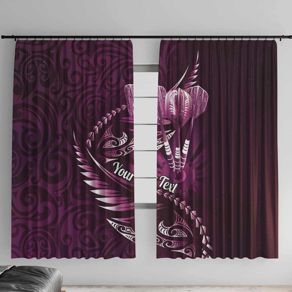 Personalised All Pink New Zealand Darts Window Curtain Aoteroa Fern Maori Galaxy Style