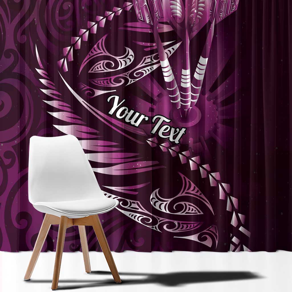 Personalised All Pink New Zealand Darts Window Curtain Aoteroa Fern Maori Galaxy Style