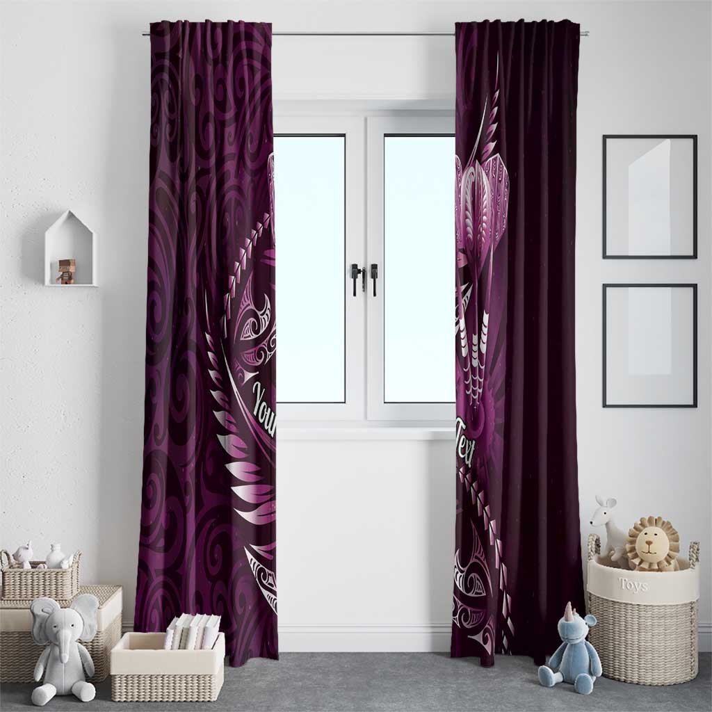 Personalised All Pink New Zealand Darts Window Curtain Aoteroa Fern Maori Galaxy Style