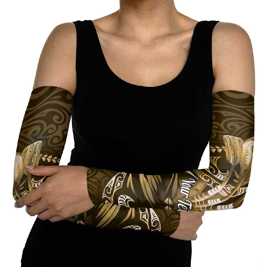 Personalised All Gold New Zealand Darts Arm Sleeves Aoteroa Fern Maori Galaxy Style - Polynesian Pride