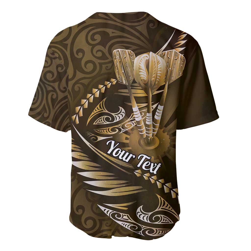 Personalised All Gold New Zealand Darts Baseball Jersey Aoteroa Fern Maori Galaxy Style