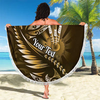 Personalised All Gold New Zealand Darts Beach Blanket Aoteroa Fern Maori Galaxy Style