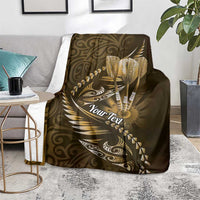 Personalised All Gold New Zealand Darts Blanket Aoteroa Fern Maori Galaxy Style