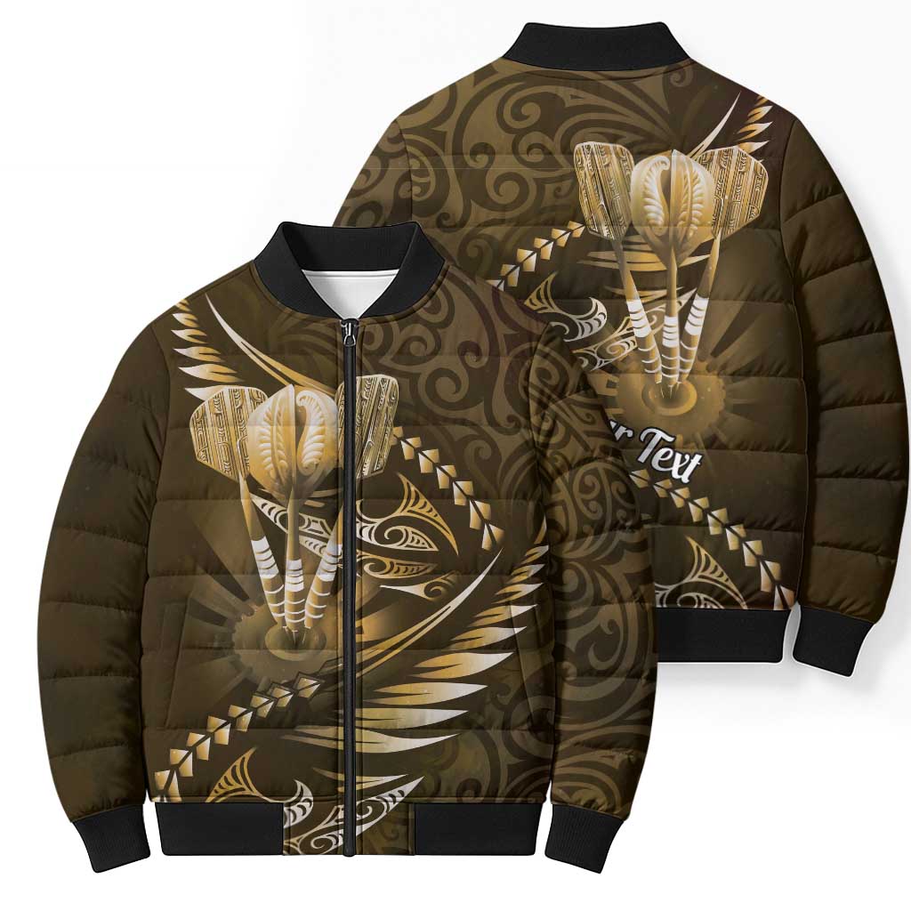 Personalised All Gold New Zealand Darts Bomber Puffer Jacket Aoteroa Fern Maori Galaxy Style - Polynesian Pride
