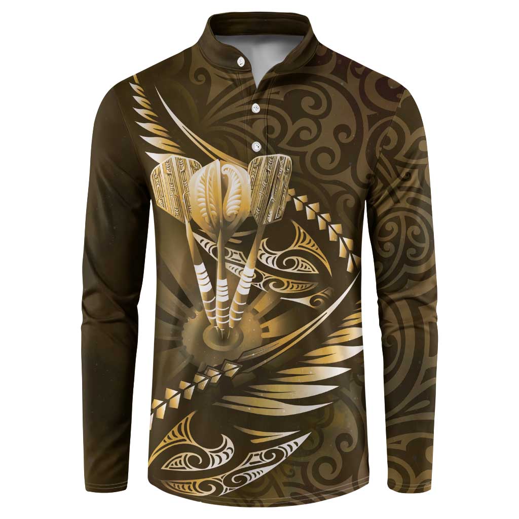 Personalised All Gold New Zealand Darts Button Sweatshirt Aoteroa Fern Maori Galaxy Style