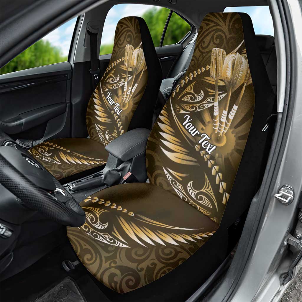 Personalised All Gold New Zealand Darts Car Seat Cover Aoteroa Fern Maori Galaxy Style