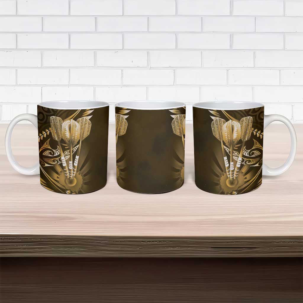 All Gold New Zealand Darts Ceramic Mug Aoteroa Fern Maori Galaxy Style - Polynesian Pride