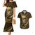 Personalised All Gold New Zealand Darts Couples Matching Mermaid Dress and Hawaiian Shirt Aoteroa Fern Maori Galaxy Style