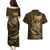 Personalised All Gold New Zealand Darts Couples Matching Puletasi and Hawaiian Shirt Aoteroa Fern Maori Galaxy Style