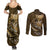 Personalised All Gold New Zealand Darts Couples Matching Summer Maxi Dress and Long Sleeve Button Shirt Aoteroa Fern Maori Galaxy Style