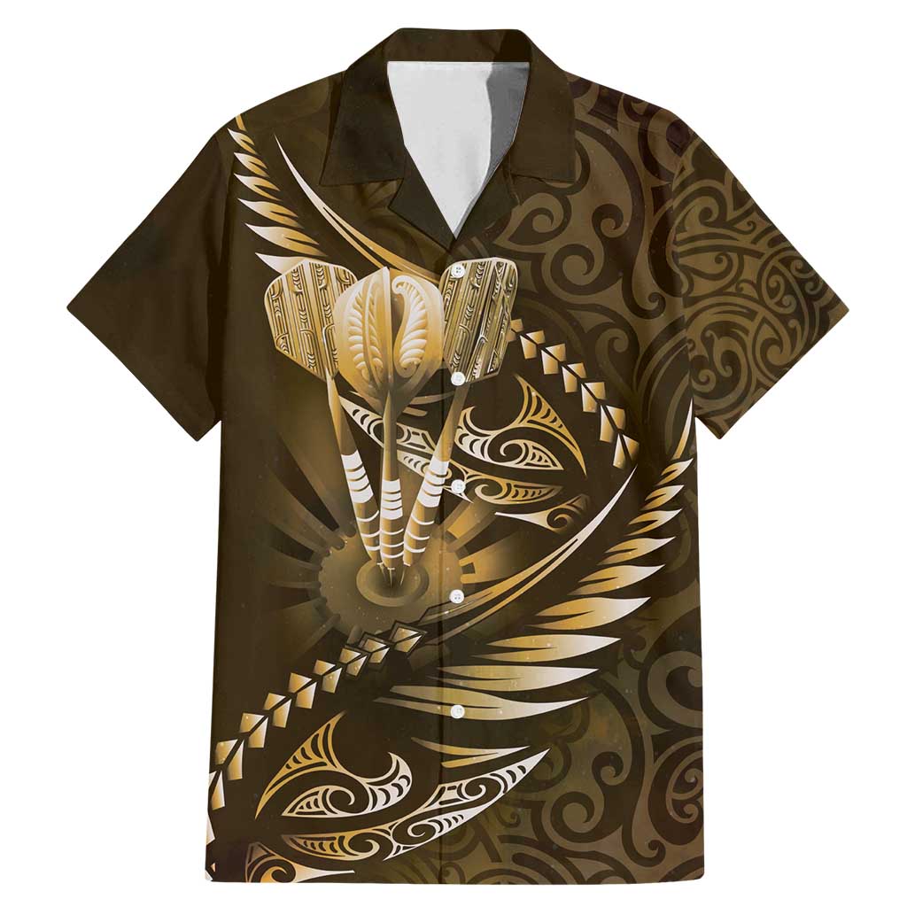 Personalised All Gold New Zealand Darts Family Matching Mermaid Dress and Hawaiian Shirt Aoteroa Fern Maori Galaxy Style