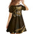 Personalised All Gold New Zealand Darts Family Matching Off Shoulder Short Dress and Hawaiian Shirt Aoteroa Fern Maori Galaxy Style
