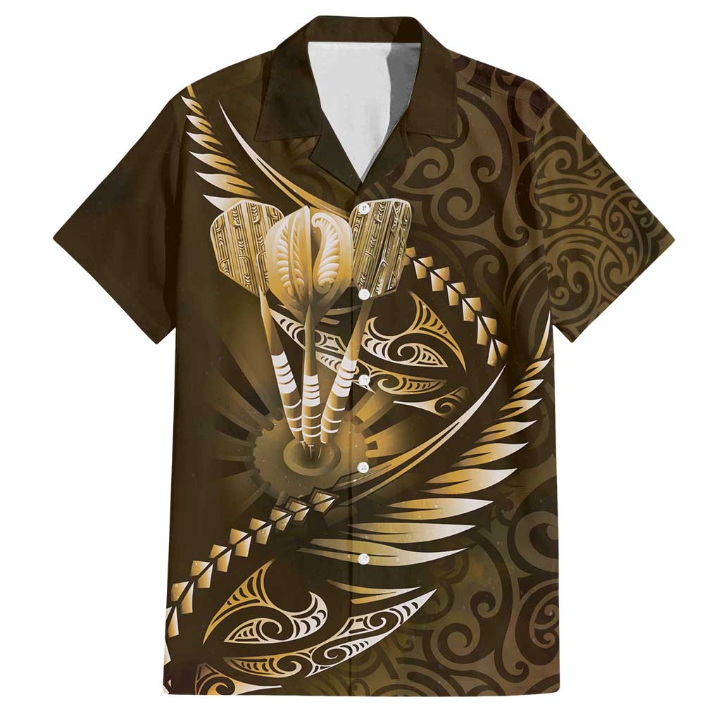 Personalised All Gold New Zealand Darts Family Matching Tank Maxi Dress and Hawaiian Shirt Aoteroa Fern Maori Galaxy Style