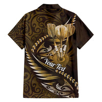 Personalised All Gold New Zealand Darts Hawaiian Shirt Aoteroa Fern Maori Galaxy Style