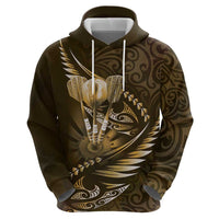Personalised All Gold New Zealand Darts Hoodie Aoteroa Fern Maori Galaxy Style