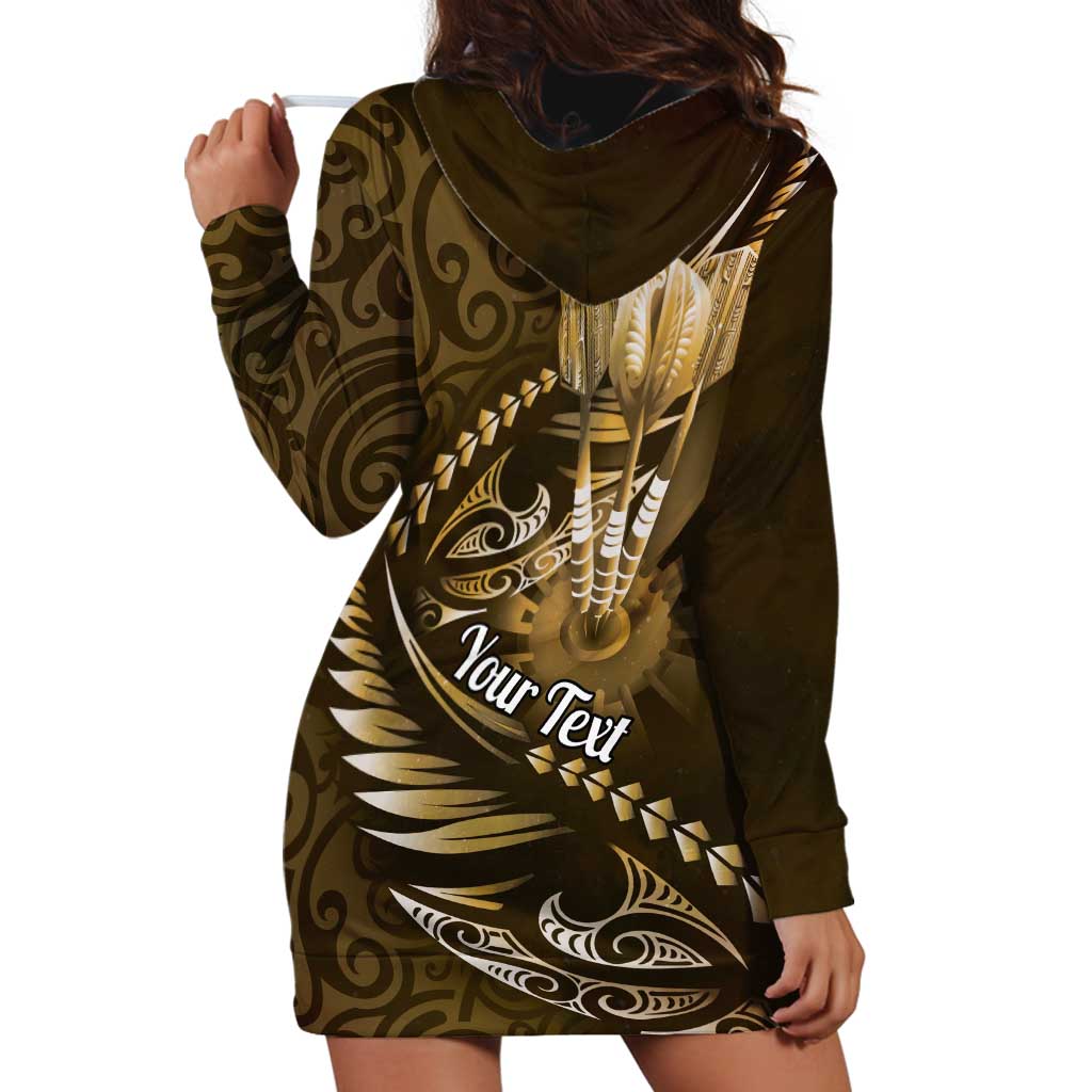 Personalised All Gold New Zealand Darts Hoodie Dress Aoteroa Fern Maori Galaxy Style