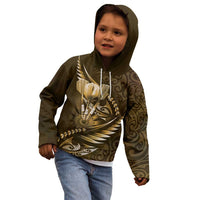 Personalised All Gold New Zealand Darts Kid Hoodie Aoteroa Fern Maori Galaxy Style