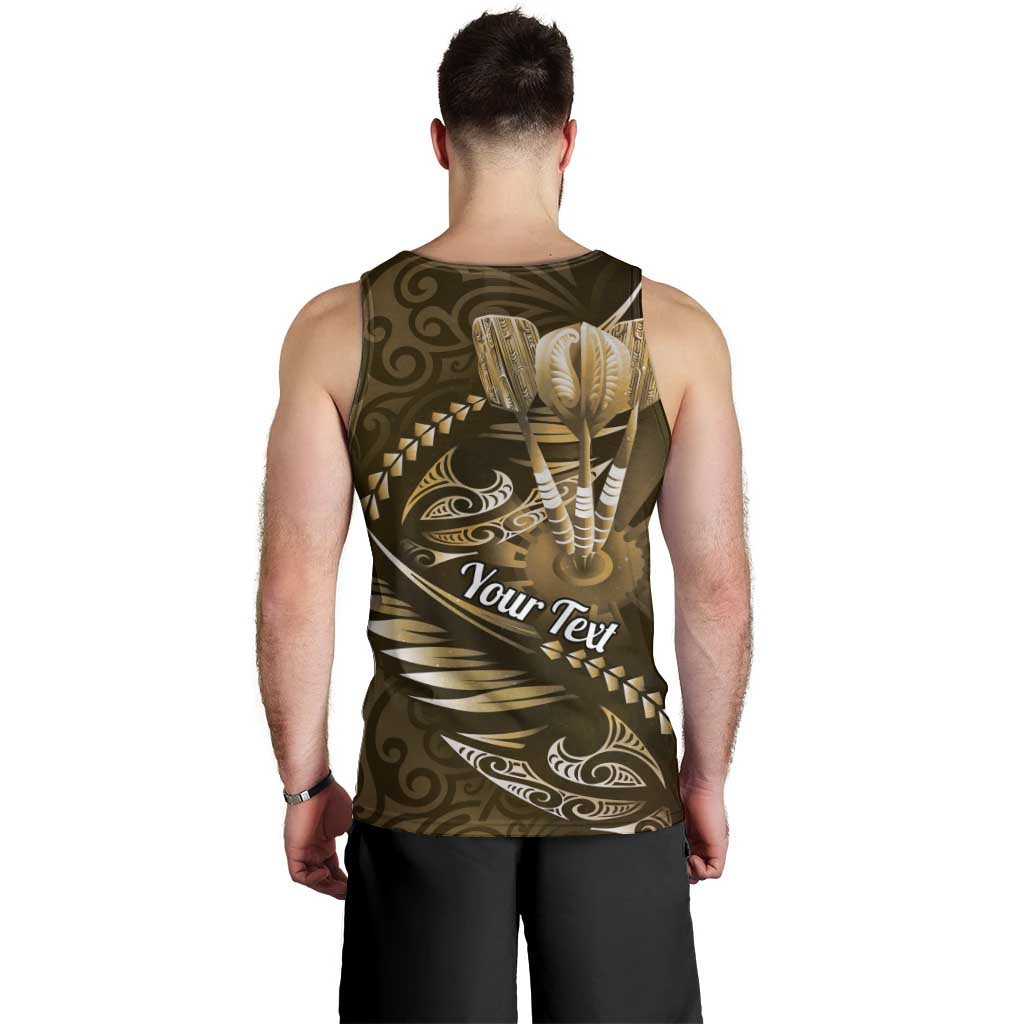 Personalised All Gold New Zealand Darts Men Tank Top Aoteroa Fern Maori Galaxy Style