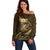 Personalised All Gold New Zealand Darts Off Shoulder Sweater Aoteroa Fern Maori Galaxy Style