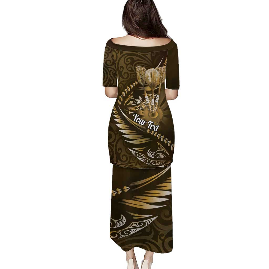 Personalised All Gold New Zealand Darts Puletasi Aoteroa Fern Maori Galaxy Style