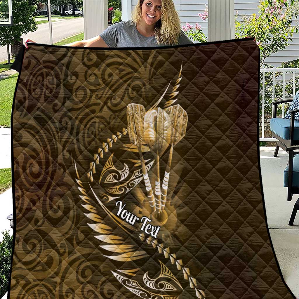 Personalised All Gold New Zealand Darts Quilt Aoteroa Fern Maori Galaxy Style