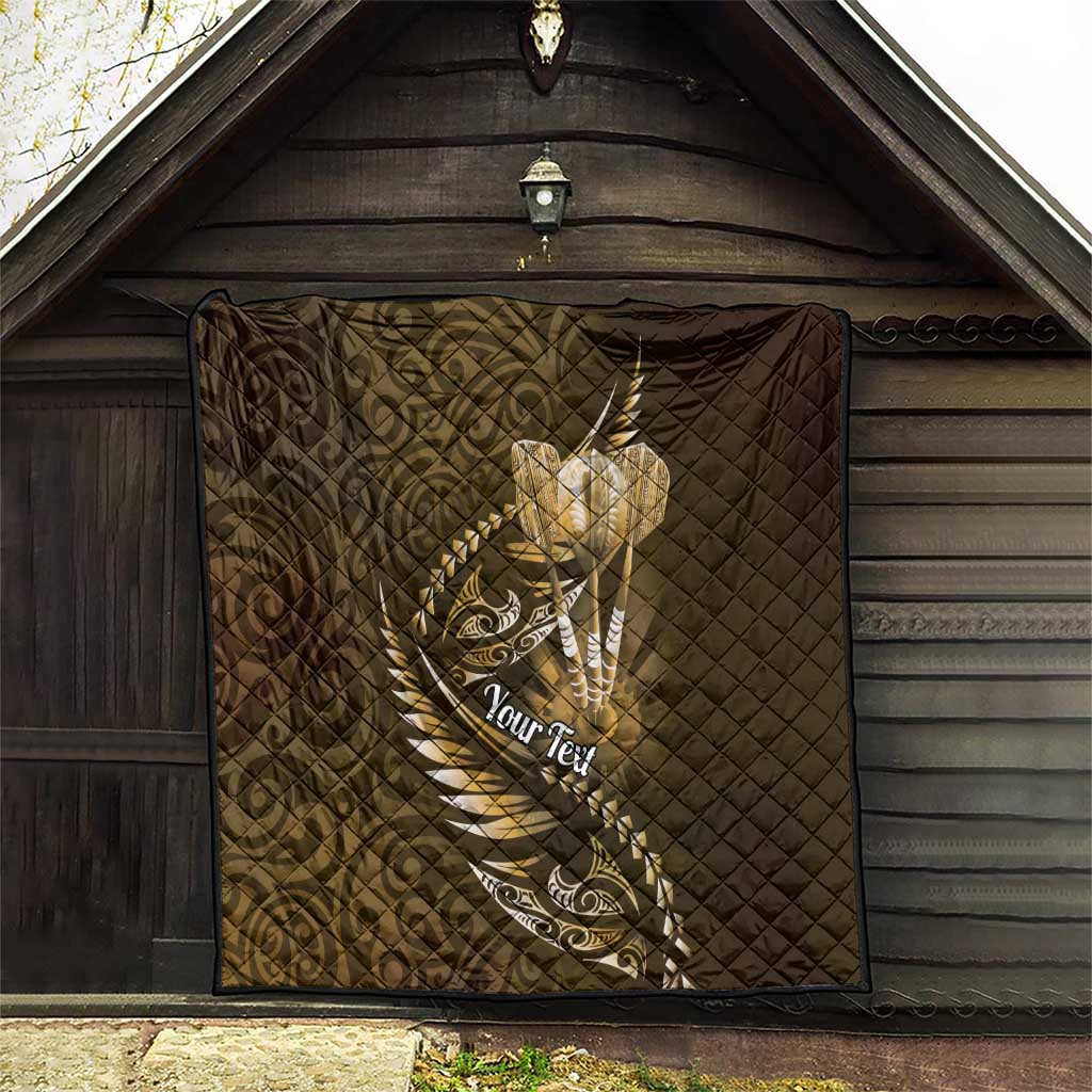Personalised All Gold New Zealand Darts Quilt Aoteroa Fern Maori Galaxy Style