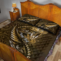 Personalised All Gold New Zealand Darts Quilt Bed Set Aoteroa Fern Maori Galaxy Style