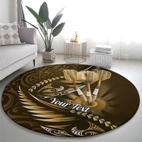 Personalised All Gold New Zealand Darts Round Carpet Aoteroa Fern Maori Galaxy Style