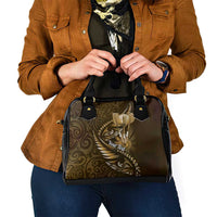 Personalised All Gold New Zealand Darts Shoulder Handbag Aoteroa Fern Maori Galaxy Style