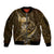 Personalised All Gold New Zealand Darts Sleeve Zip Bomber Jacket Aoteroa Fern Maori Galaxy Style