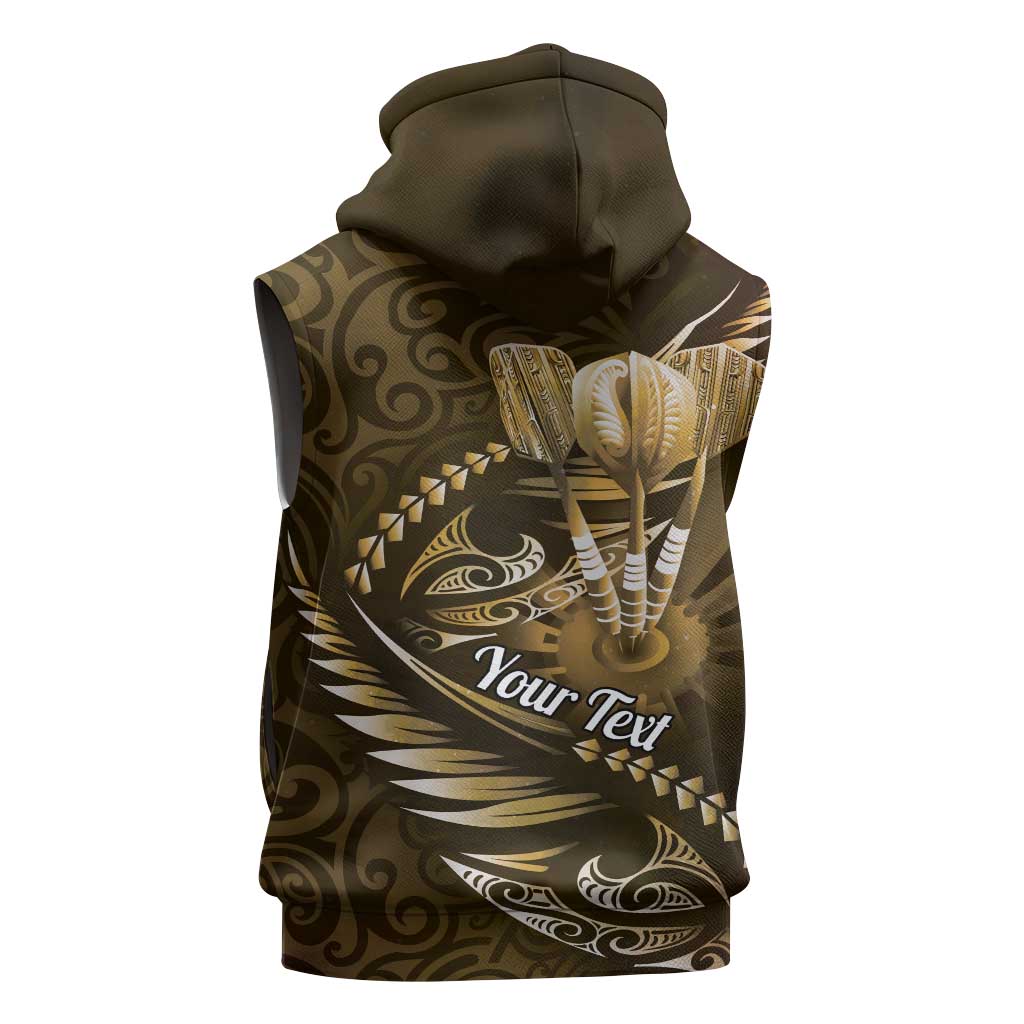 Personalised All Gold New Zealand Darts Sleeveless Hoodie Aoteroa Fern Maori Galaxy Style - Polynesian Pride