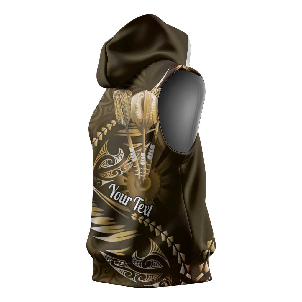Personalised All Gold New Zealand Darts Sleeveless Hoodie Aoteroa Fern Maori Galaxy Style - Polynesian Pride