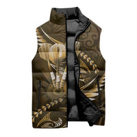 Personalised All Gold New Zealand Darts Sleeveless Puffer Jacket Aoteroa Fern Maori Galaxy Style - Polynesian Pride