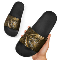 Personalised All Gold New Zealand Darts Slide Sandals Aoteroa Fern Maori Galaxy Style - Polynesian Pride