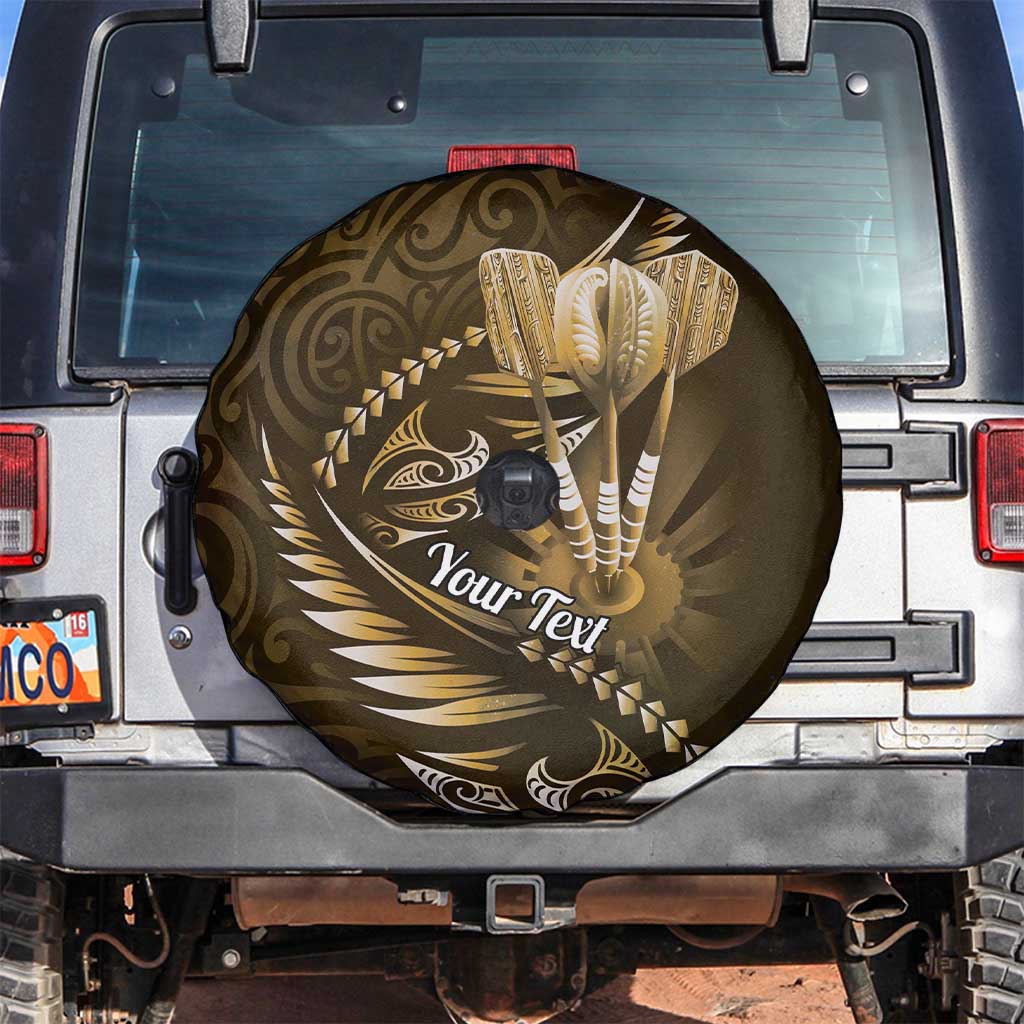 Personalised All Gold New Zealand Darts Spare Tire Cover Aoteroa Fern Maori Galaxy Style