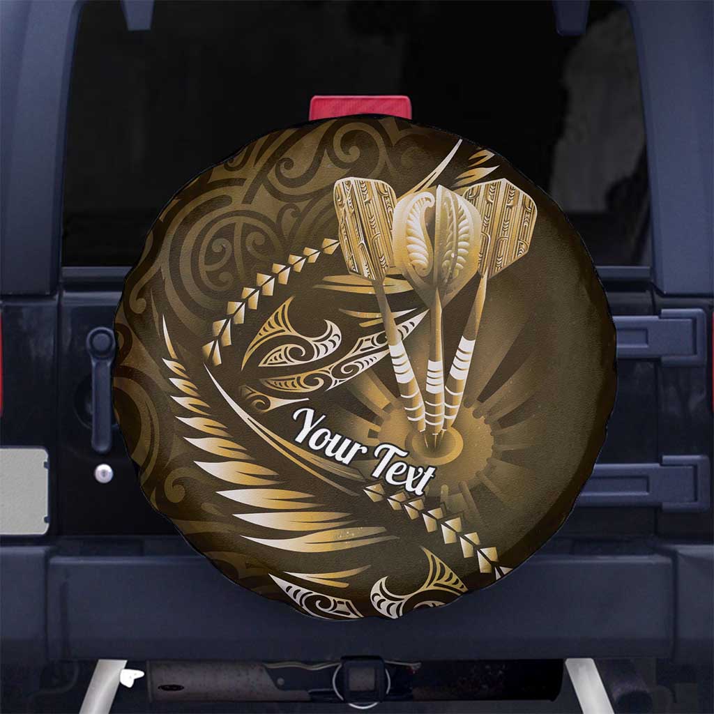 Personalised All Gold New Zealand Darts Spare Tire Cover Aoteroa Fern Maori Galaxy Style