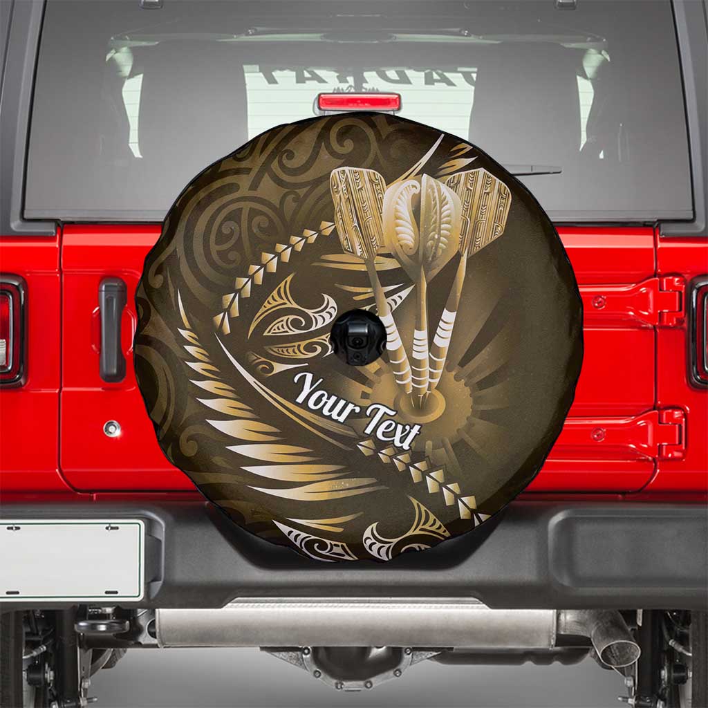 Personalised All Gold New Zealand Darts Spare Tire Cover Aoteroa Fern Maori Galaxy Style