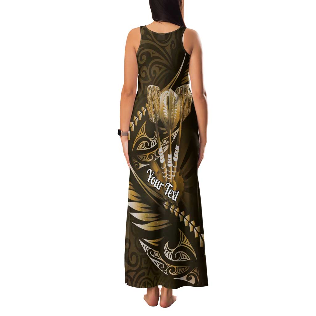 Personalised All Gold New Zealand Darts Tank Maxi Dress Aoteroa Fern Maori Galaxy Style