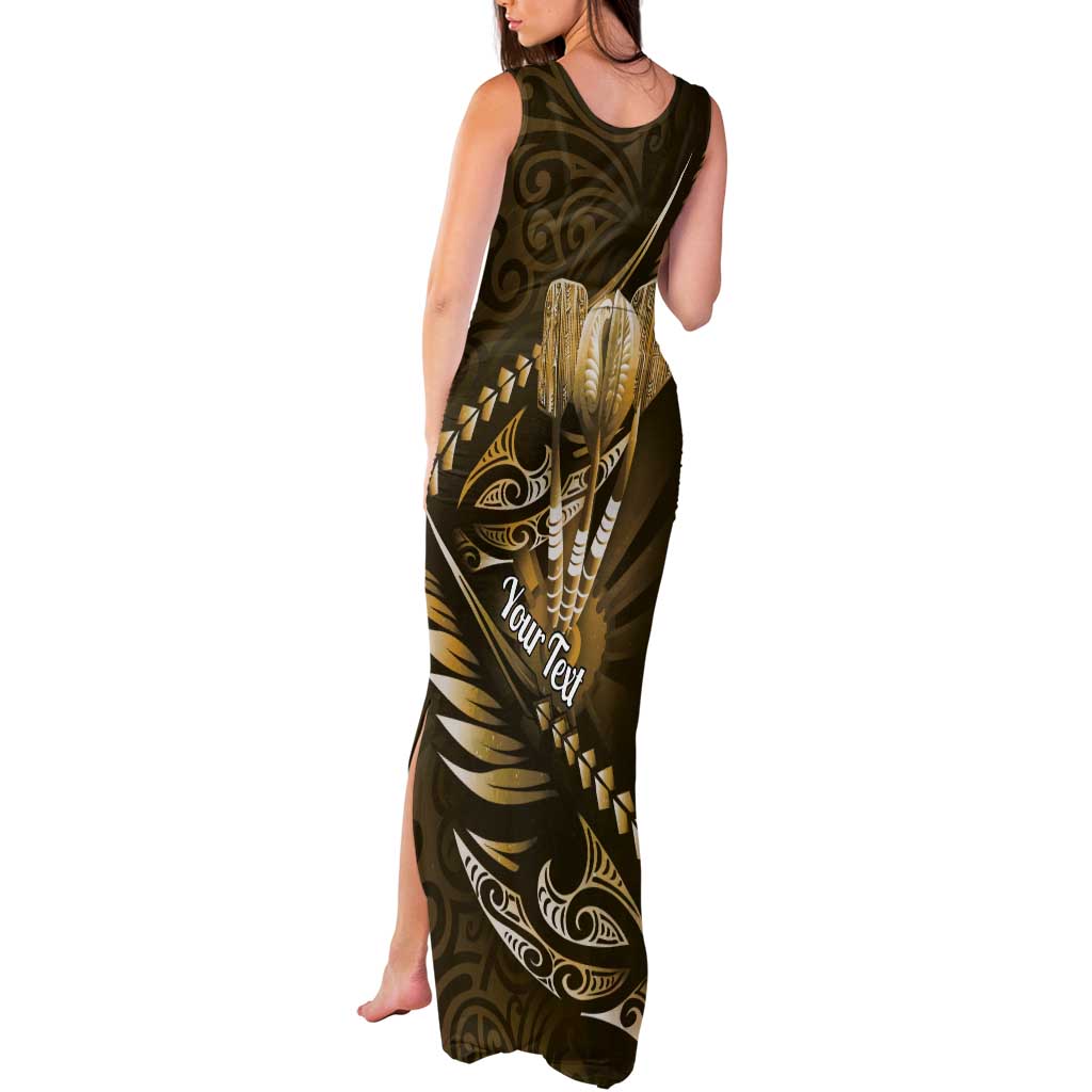Personalised All Gold New Zealand Darts Tank Maxi Dress Aoteroa Fern Maori Galaxy Style