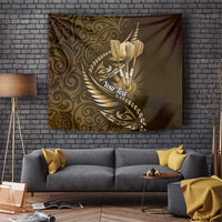 Personalised All Gold New Zealand Darts Tapestry Aoteroa Fern Maori Galaxy Style