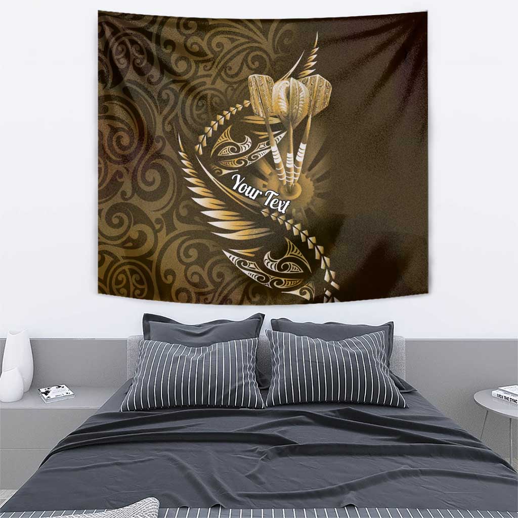 Personalised All Gold New Zealand Darts Tapestry Aoteroa Fern Maori Galaxy Style